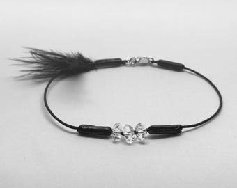 NY Herkimer Diamond Quartz Leather Bracelet
