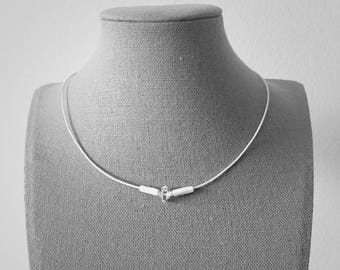 NY Herkimer Diamond Quartz Leather Necklace