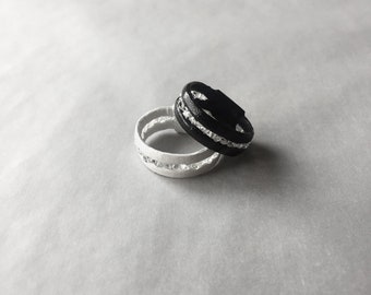 NY Herkimer Diamond Quartz Leather Ring