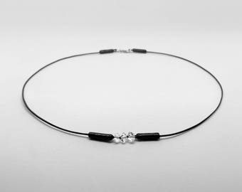 NY Herkimer Diamond Quartz Leather Necklace