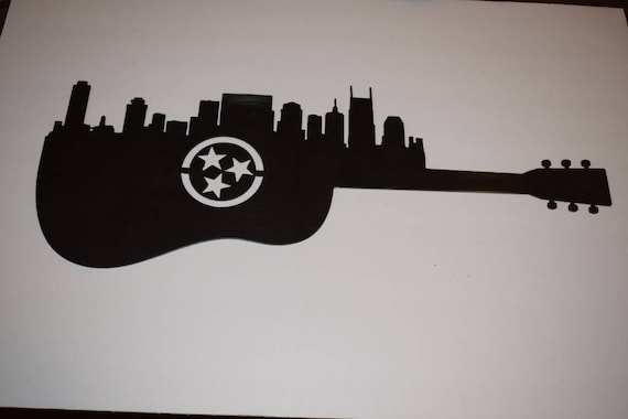 Guitar Nashville Skyline Metal Art Wall Decor Gift Idea