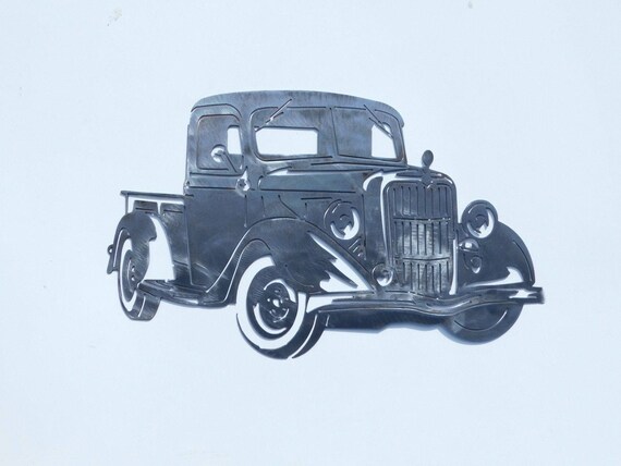 Old School Ford Truck Metal Art Wall Decor