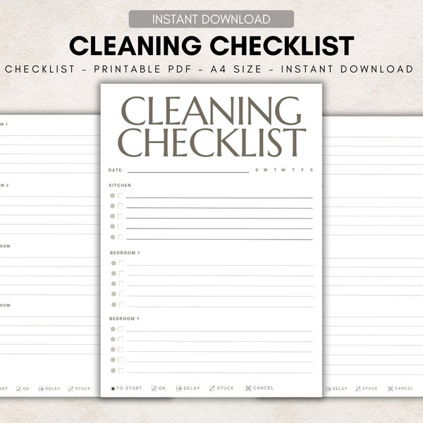 Cleaning Checklist, Household Organizer, Daily Routine Tracker, Productivity Planner - Streamline Your Life Now