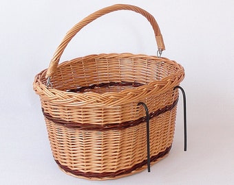 Wicker Bike Basket, Handwoven Wicker Basket, Front Handlebar Basket, Bicycle Basket made of Willow
