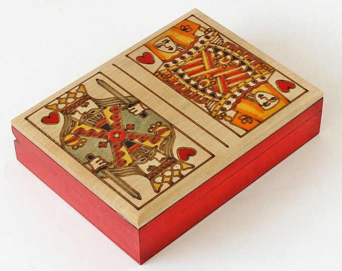 Wooden Playing Card Box for 2 Decks of Playing Cards, Handmade, Hand