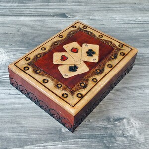 Wooden Playing Card Box for 2 decks of playing cards, Handmade, Hand Crafted Card Box