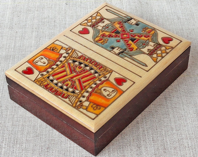 Wooden Box for Playing Cards With Dice Card Game Holder Etsy