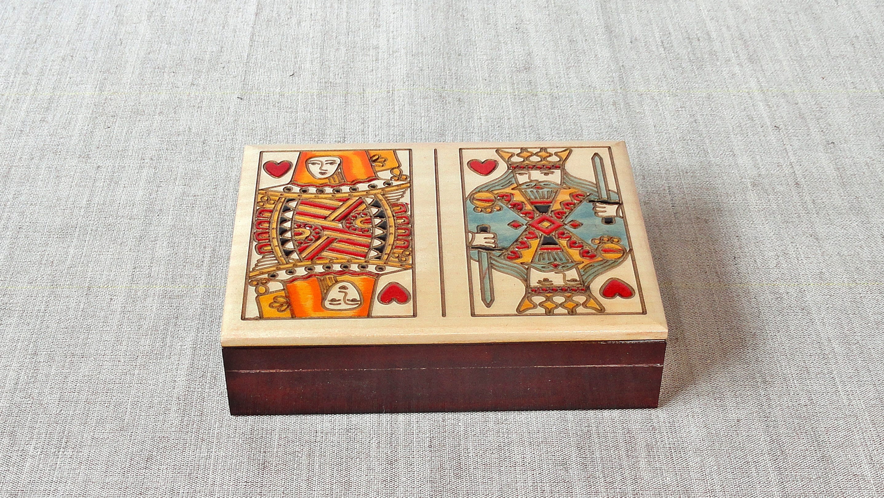 Wooden Deck Box, Poker Layer Gift, Playing Cards, Deck of Cards Storage Box,  Card Memory Box, Man Gift, Cards Lover Gift, Decoupage Art 