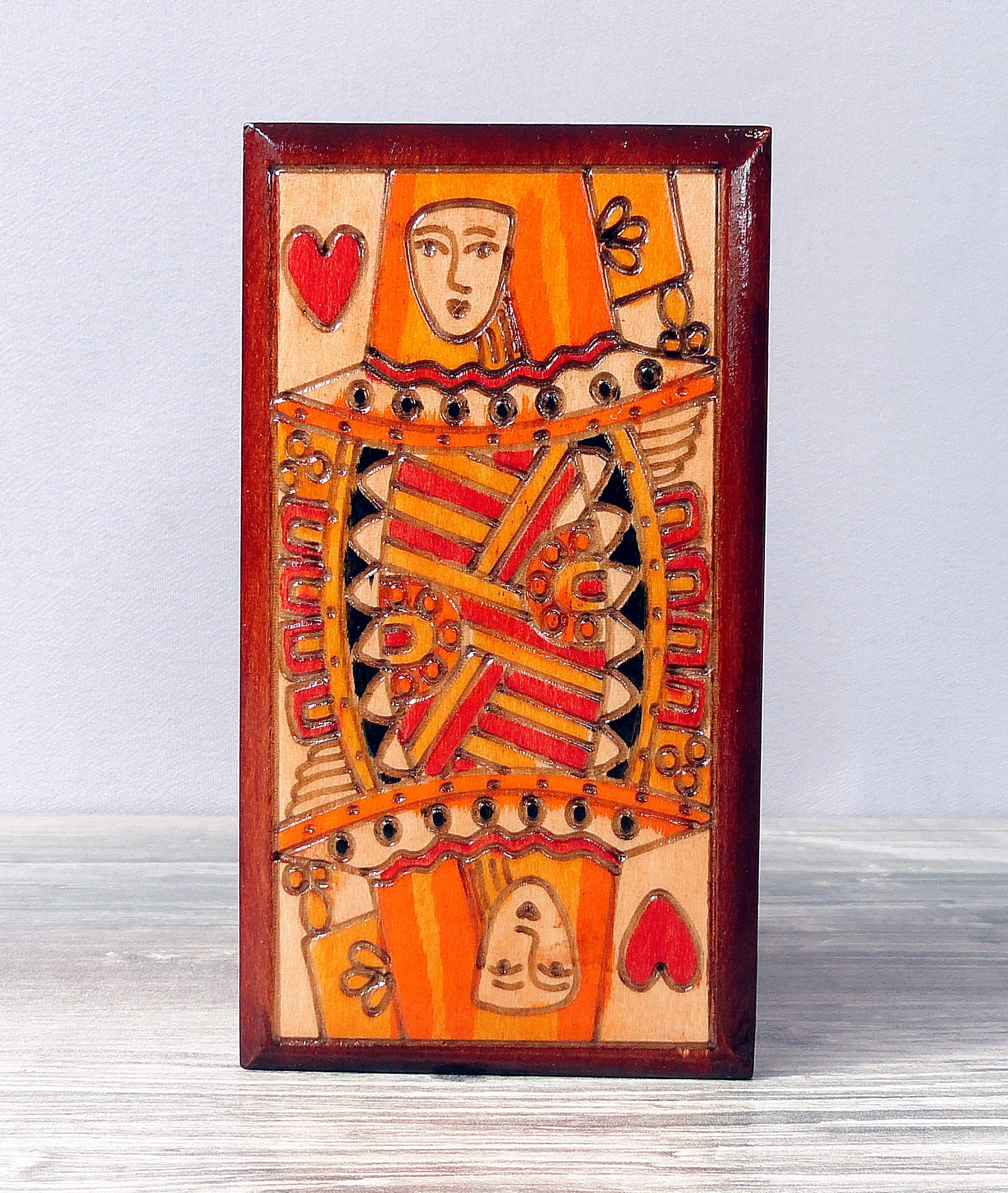 2 pezzi trapezoidale porta carte da gioco in legno a mano libera