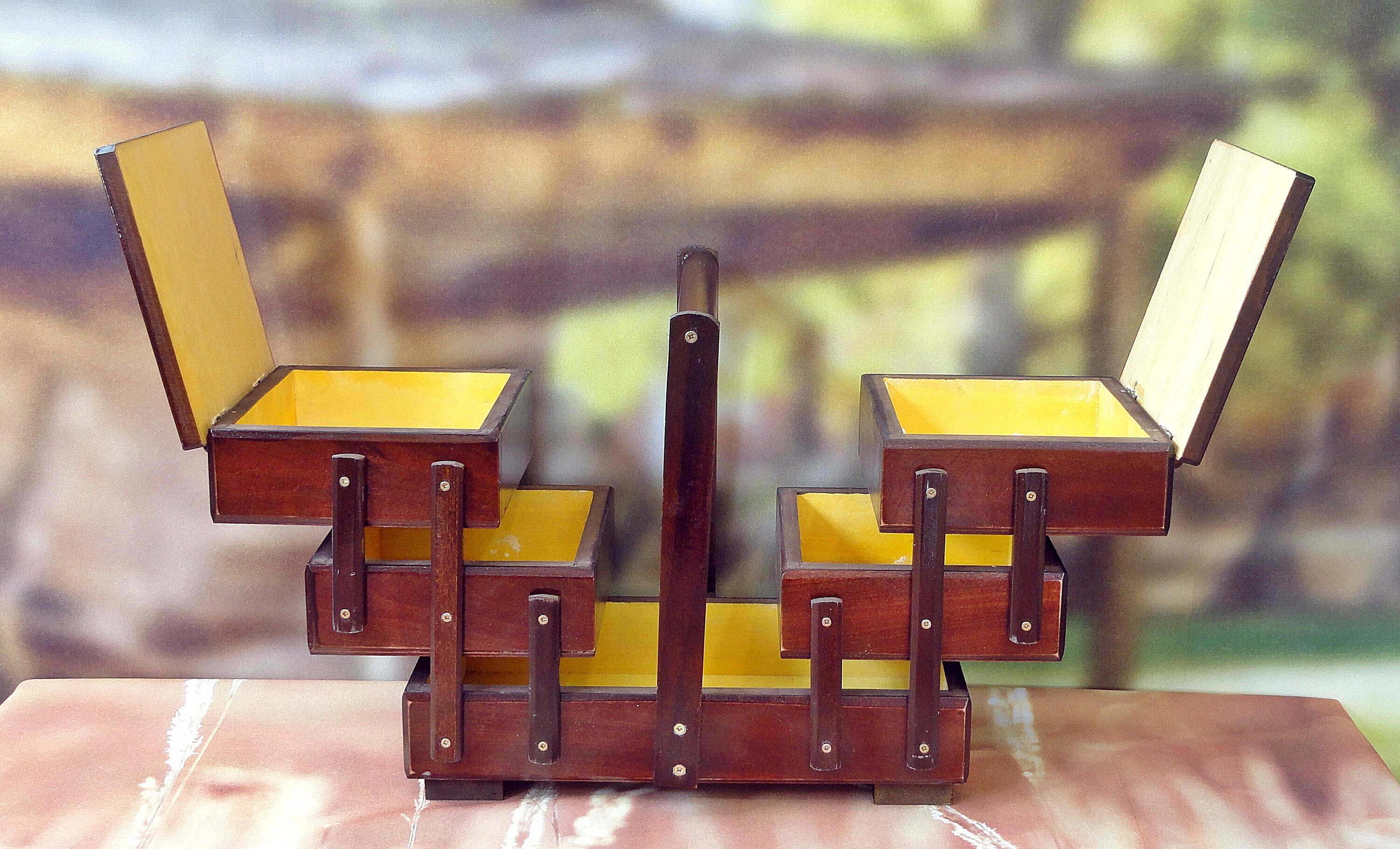 Wooden Sewing Box 34 X 17 Cm Carved Handmade Box Sewing Kit Etsy