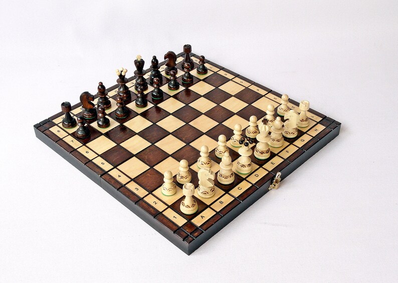 Holz Schachspiel für Drei Schachbrett 40 x 35 cm Schach 