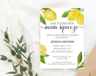 Lemon Bridal Shower Invitation | Editable Template | Citrus Theme