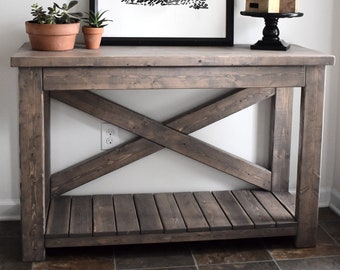 Handcrafted Solid Wood Console Table, Rustic Farmhouse Entryway Table