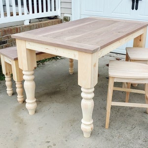 Ash, Poplar, or Wormy Maple Counter Height Chunky Leg Farmhouse Table