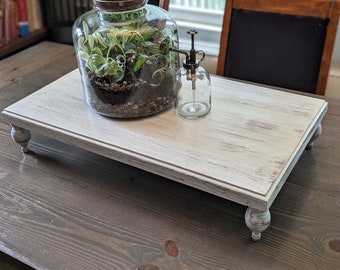 Wood riser with feet modern farmhouse decor rustic home decor table tray farmhouse table centerpiece french country decor coffee table decor