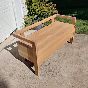 Modern Bench with Storage, Solid White Oak, Entryway Furniture, Clean Lines, Solid Wood, Storage Bench, Modern Farmhouse, Handmade, Wood