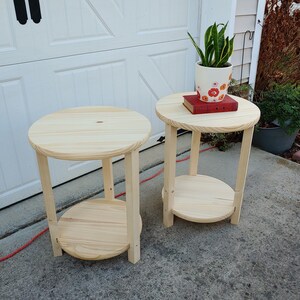 Side Tables, Round, Solid Wood, Two Tiered, Bedroom Table, End Tables ...