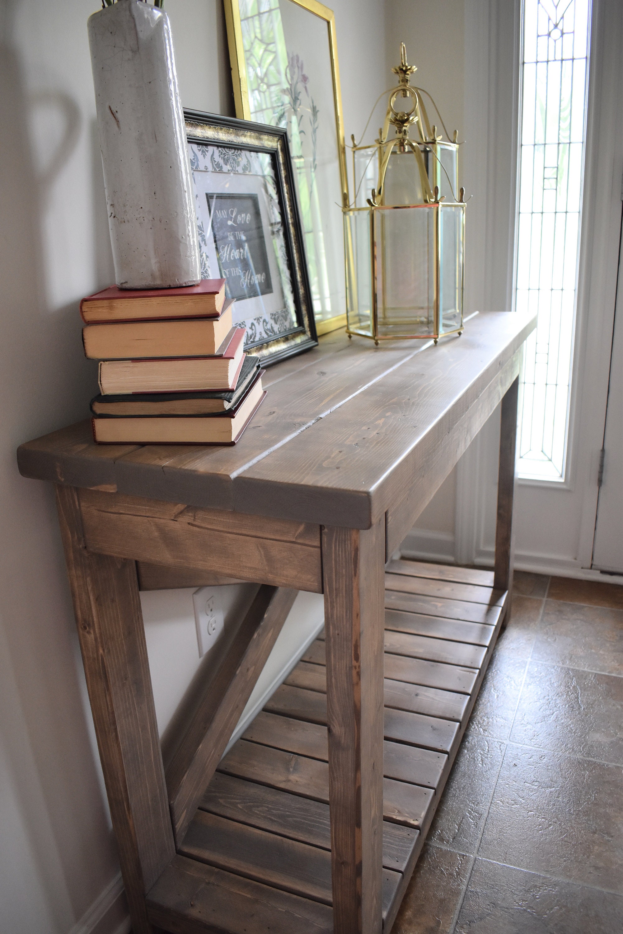 Side Table Solid Wood Modern Farmhouse Console Entryway Table - Etsy Canada