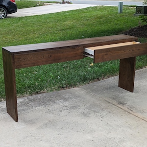 Narrow Slim Console Table, Skinny TV Stand With Drawers, Oak Wood Console, Hallway Table Modern Farmhouse Furniture, Rustic Entryway Console