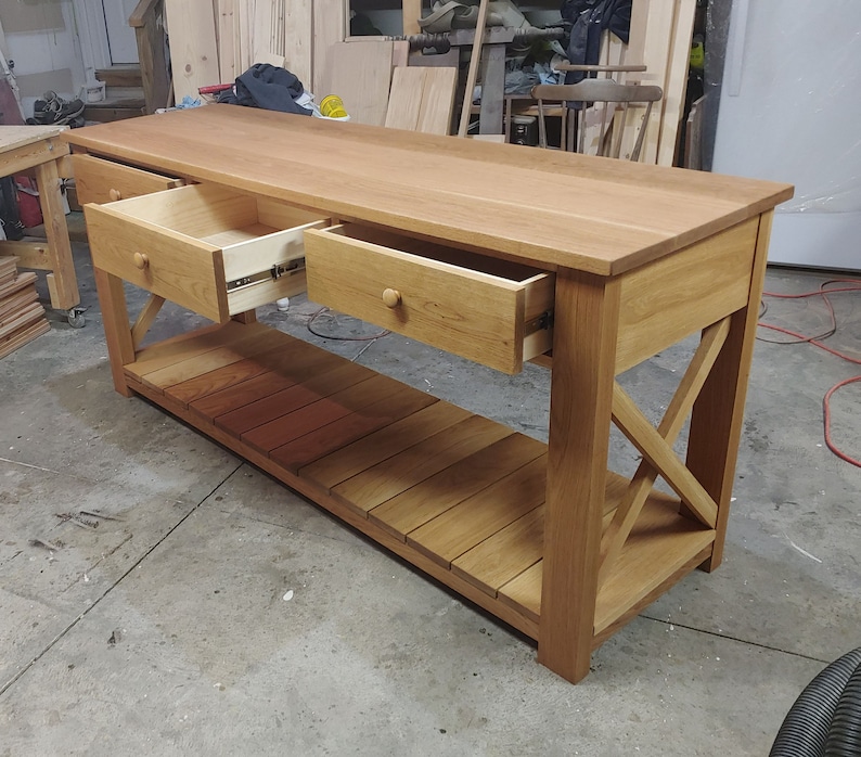 Solid White Oak Console Table Entry Table Nursery Changing Etsy