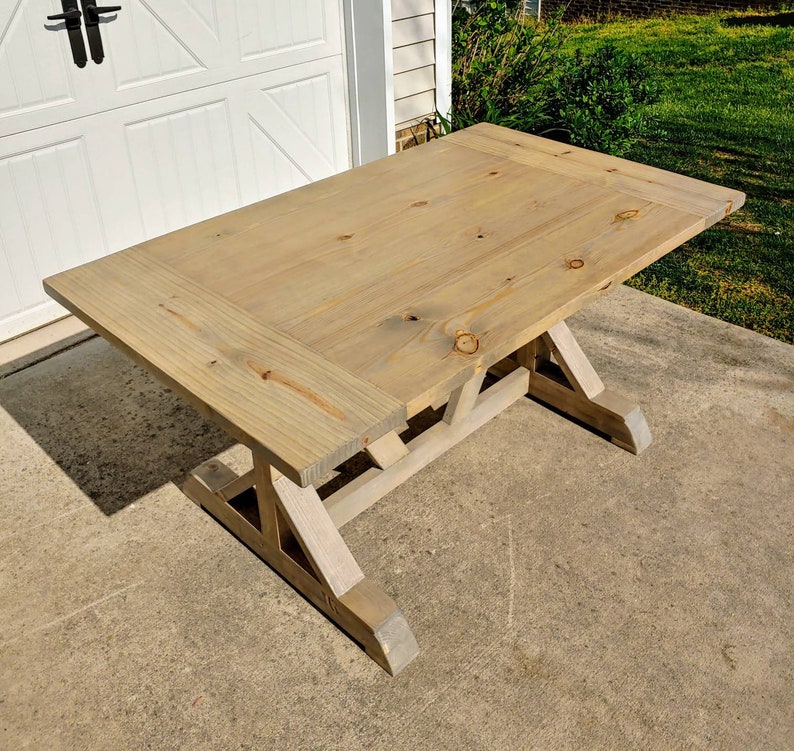 Trestle Style Farmhouse Table Solid Wood Handcrafted Family | Etsy