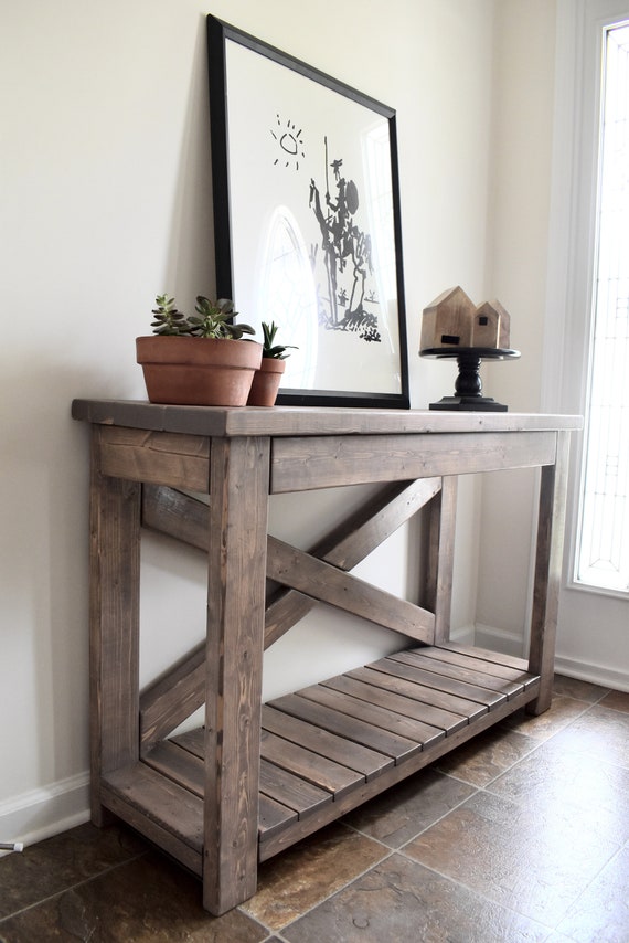Handcrafted Wood Rustic Console Table Modern Farmhouse Solid Handcrafted Wood Rustic Console Table, Make Your Own Rustic Console Table