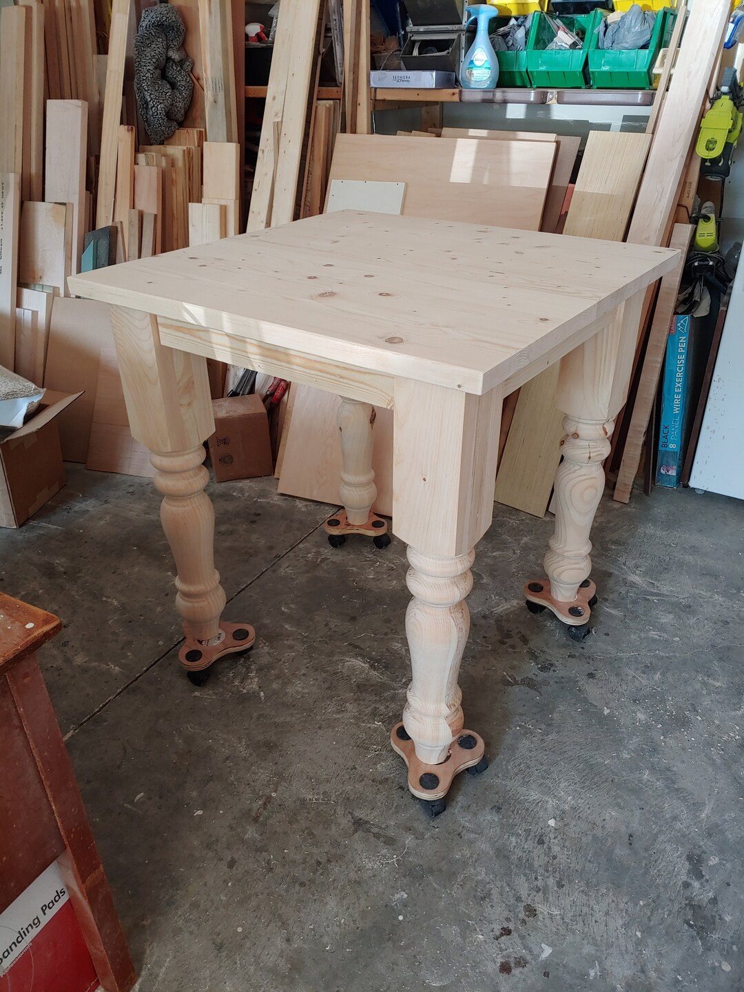 Pine Counter Height Chunky Leg Farmhouse Table Only Etsy