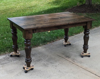 Maple Chunky Leg Farmhouse Table, Solid Wood, Handcrafted Family Dining Table