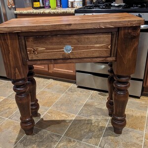 Rustic Farmhouse Entryway Table with Drawer and Turned Legs, Wooden Sofa Console Table, Handcrafted Solid Wood Custom Table bild 7