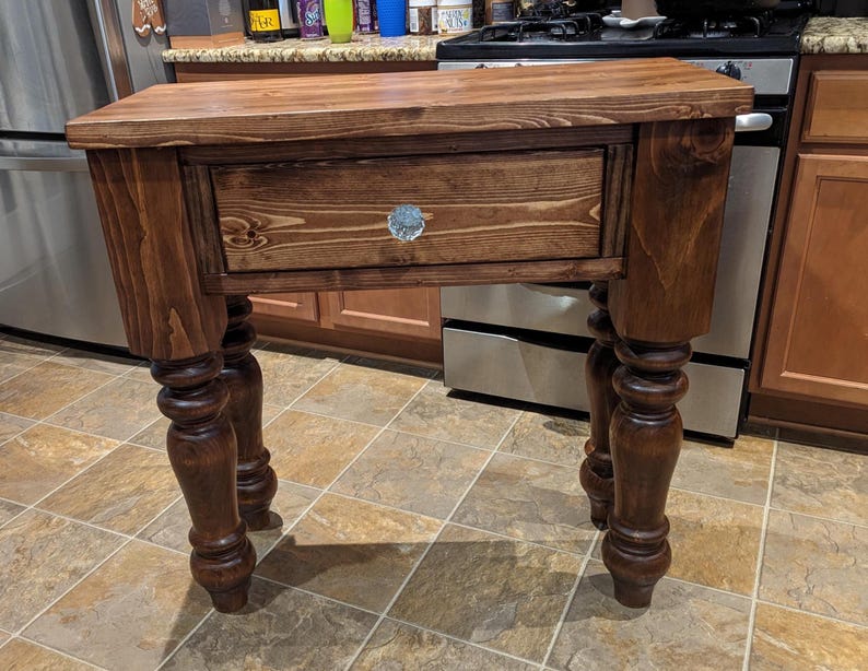 Rustic Farmhouse Entryway Table with Drawer and Turned Legs, Wooden Sofa Console Table, Handcrafted Solid Wood Custom Table bild 7