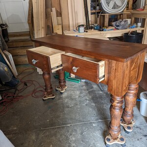 Rustic Farmhouse Entryway Table with Drawer and Turned Legs, Wooden Sofa Console Table, Handcrafted Solid Wood Custom Table bild 4