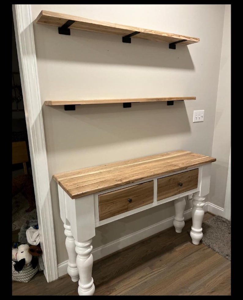 Rustic Farmhouse Entryway Table with Drawer and Turned Legs, Wooden Sofa Console Table, Handcrafted Solid Wood Custom Table bild 5