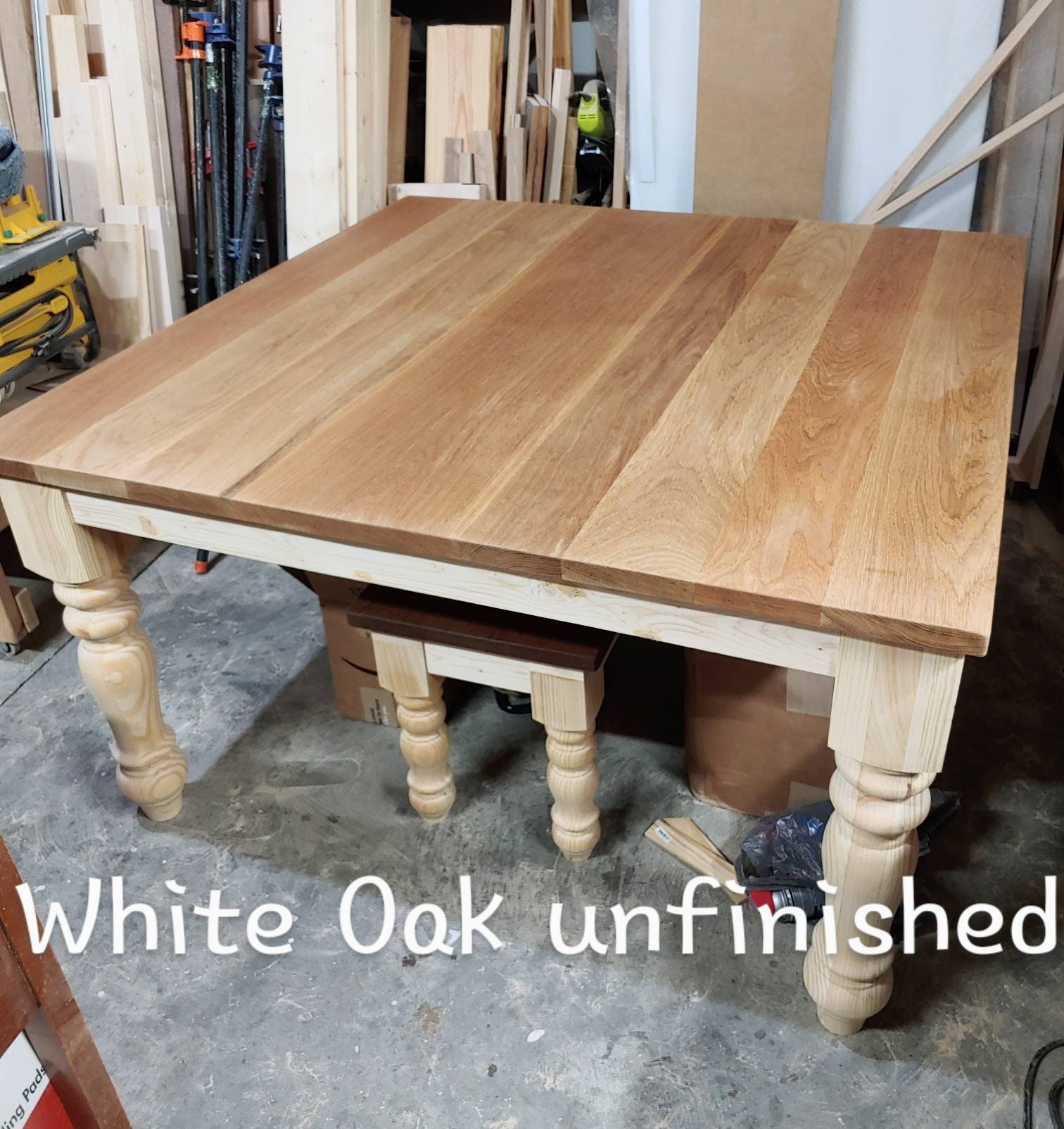 White Oak Or Red Oak Chunky Leg Farmhouse Table Solid Wood - Etsy
