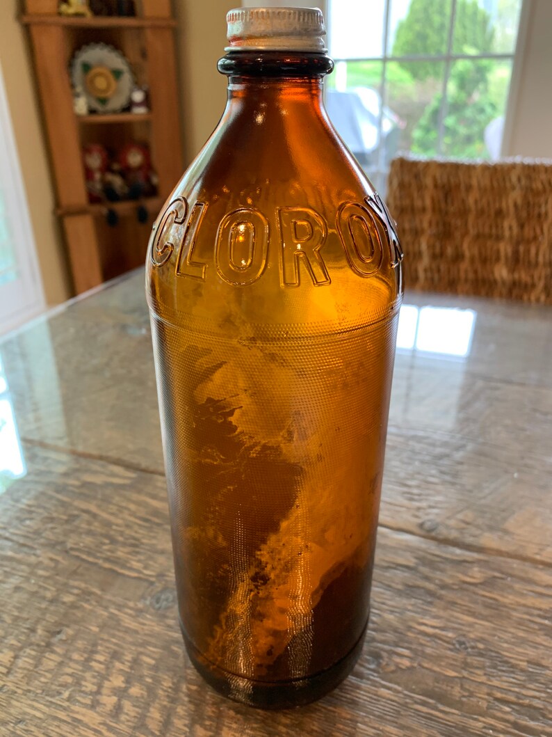 Vintage Amber Glass Clorox Bottle 1950s Etsy