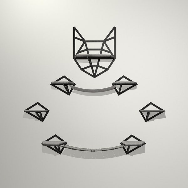 NEKO Set 6 für Katzen, Katzenregale, Katzenkletterwand, Katzenmöbel, Geschenk für Katzenliebhaber, Katzenmbel, Kletterwand Katze, Katzenset, Katzenhängematte