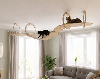 Plywood Ceiling Cat Shelves: Climbing CeilingFurniture Set