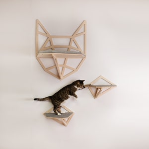 NEKO set 1 for cats, Cat shelves, Cat climbing wall, Cat furniture, Cat lover gift, katzenmbel, kletterwand katze, Wall Step, Big cat shelf