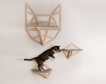 NEKO Set 1 für Katzen, Katzenregale, Katzenkletterwand, Katzenmöbel, Geschenk für Katzenliebhaber, Katzenmbel, Kletterwand Katze, Wandstufe, großes Katzenregal