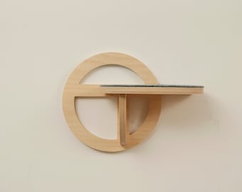Modern Birch Plywood Cat Shelf: Bubble Step, Wall Mounted