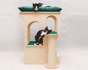 Cat Tower 1 with scratching post, Cat furniture, Cat house, Cat lover gift, katzenbett, pet furniture, cat pillow