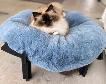 FLUFFY CAT BED, meubles pour chat, niche pour chat, cadeau pour amoureux des chats, lit pour chat moderne, katzenbett