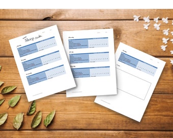 Weekly Sleep Tracker, Therapy Worksheets, Health Worksheet, Health Tracker, sleep log, printable sleep journal, pdf format