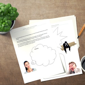Thoughts, Feelings, Behaviors CBT Fillable PDF Worksheet