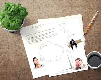 Thoughts, Feelings, Behaviors CBT Fillable PDF Worksheet