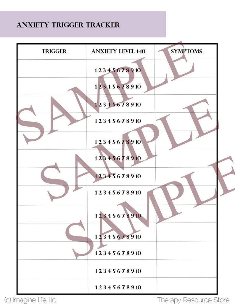 Therapy Worksheet: Anxiety Trigger Tracker With Instructions - Etsy