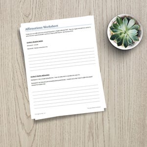 Counseling, Therapy: Affirmations Worksheet, positive affirmation, self talk, self care, self help, mental health, self esteem
