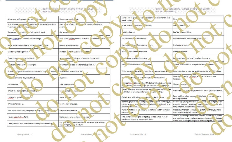 Actividad de atención plena imprimible, Lista de actividades de autocuidado, autoayuda, salud mental, relajación, ansiedad, depresión imagen 3