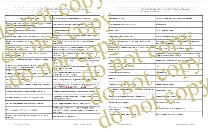Actividad de atención plena imprimible, Lista de actividades de autocuidado, autoayuda, salud mental, relajación, ansiedad, depresión imagen 2