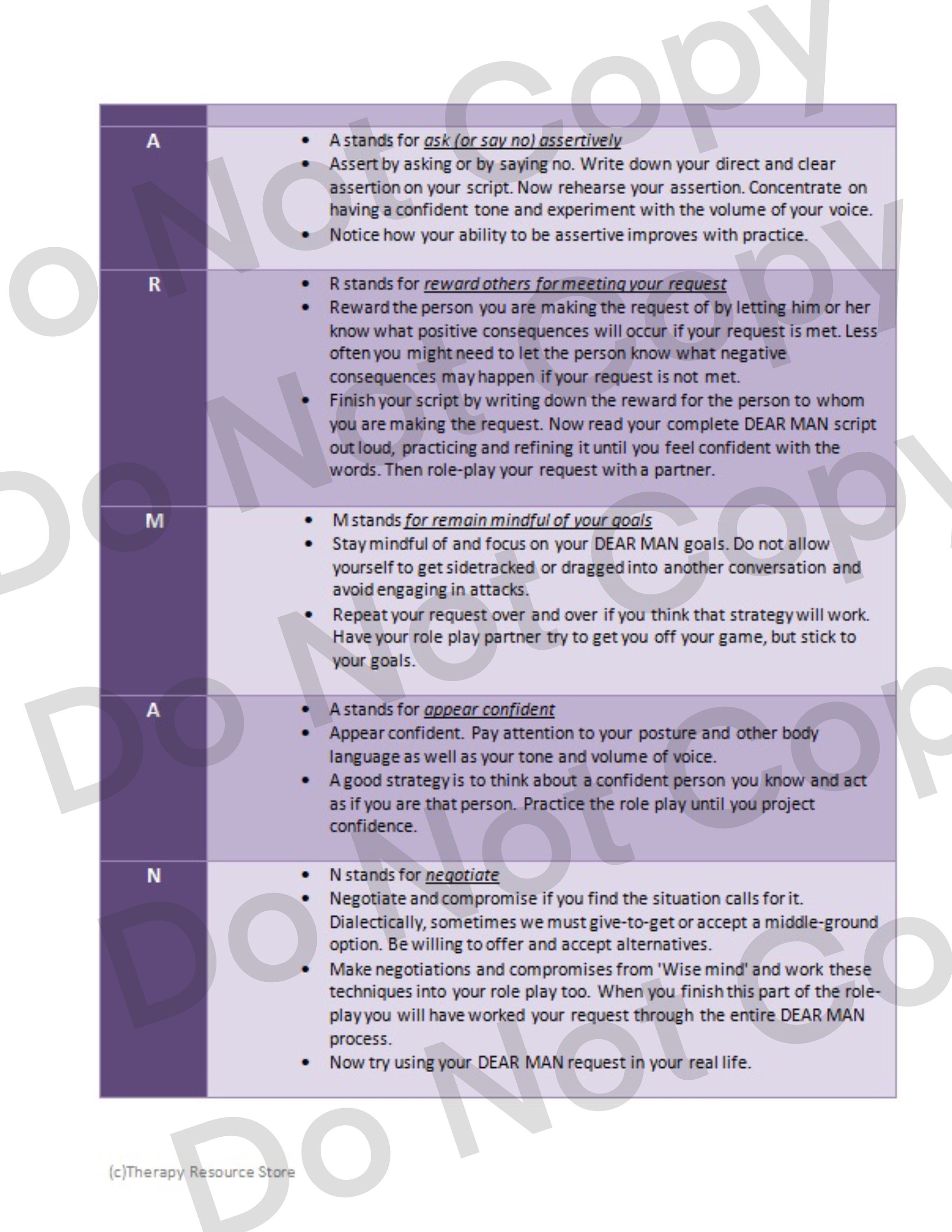 DBT Interpersonal Effectiveness Worksheet self help self | Etsy