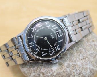 vintage watch LUCH / mechanical wrist watches / working / Manual winding / men's watch stainless steel band